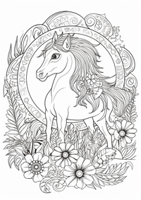 Poni mandala es un dibujo de animales para colorear gratis, con contornos negros claros y detalles fáciles de imprimir para niños. Abre el archivo PNG, imprímelo en A4 y úsalo en casa, en el jardín de infancia o en la escuela.