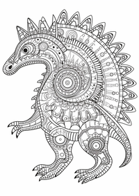 Spinosaurus mandala es un dibujo de animales para colorear gratis, con contornos negros claros y detalles fáciles de imprimir para niños. Abre el archivo PNG, imprímelo en A4 y úsalo en casa, en el jardín de infancia o en la escuela.