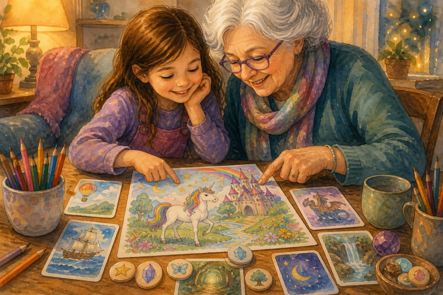 Inventare una storia con disegni di unicorni