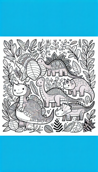 Neues Ausmalbild zum Thema dinosaurier mit klaren Linien und viel Platz zum Ausmalen.