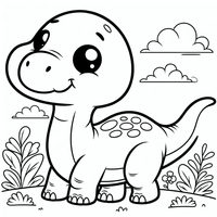 Entdecken Sie die Magie der Urzeit mit dieser entzückenden Dinosaurier-Malvorlage! Dieses fröhliche Dinosaurierkind mit großen Augen und einem freundlichen Lächeln wartet darauf, von kleinen Künstlern farbenfroh gestaltet zu werden. Perfekt, um die Kreativität Ihrer Kinder zu fördern und Spaß zu haben!