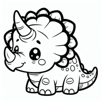 Dieser niedliche Triceratops wartet darauf, von dir in leuchtenden Farben ausgemalt zu werden. Perfekt für kleine Dinosaurier-Fans!