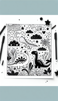 Neues Ausmalbild zum Thema dinosaurier mit klaren Linien und viel Platz zum Ausmalen.