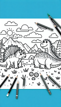 Neues Ausmalbild zum Thema dinosaurier mit klaren Linien und viel Platz zum Ausmalen.