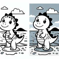 Tauche ein in das prähistorische Abenteuer mit dieser entzückenden Dinosaurier-Malvorlage! Perfekt für kleine Künstler, die gerne niedliche Dinosaurier am Strand ausmalen. Lass deiner Fantasie freien Lauf und verleihe diesem verspielten Dinosaurier leuchtende Farben!