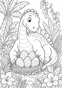 Dino Eier im Nest is a free printable Dinosaurier coloring page with clear black outlines for A4.