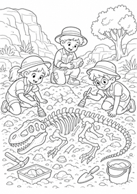 Dino Fossilien Ausgrabung is a free printable Dinosaurier coloring page with clear black outlines for A4.