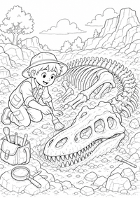 dinossauro Fossil Dig — página para colorir é uma página gratuita para colorir e imprimir em A4, com contornos pretos nítidos e áreas claras para colorir. Sem cadastro.