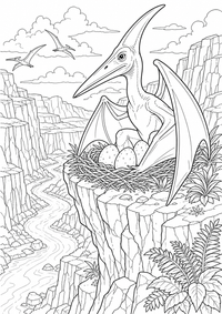 Pteranodon Cliff Dinosaurier — página para colorir é uma página gratuita para colorir e imprimir em A4, com contornos pretos nítidos e áreas claras para colorir. Sem cadastro.
