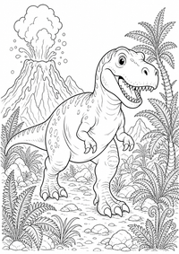 : Dinosaurier am Vulkan — página para colorir é uma página gratuita para colorir e imprimir em A4, com contornos pretos nítidos e áreas claras para colorir. Sem cadastro.