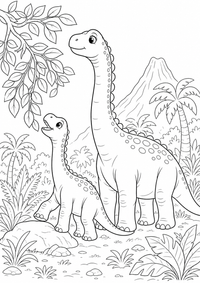 Brachiosaurus eating leaves — página para colorir é uma página gratuita para colorir e imprimir em A4, com contornos pretos nítidos e áreas claras para colorir. Sem cadastro.