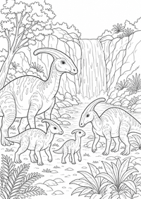 Pterosaurs sobre mountains – detalhada cena — página para colorir é uma página gratuita para colorir e imprimir em A4, com contornos pretos nítidos e áreas claras para colorir. Sem cadastro.