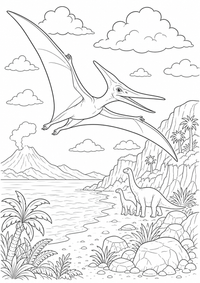 Little dinossauro hatches - detalhada cena — página para colorir é uma página gratuita para colorir e imprimir em A4, com contornos pretos nítidos e áreas claras para colorir. Sem cadastro.