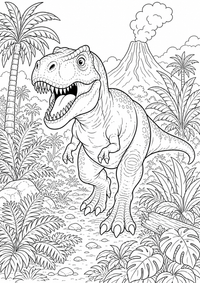 dinossauro : T Rex Dinosaurier im Urwald — página para colorir é uma página gratuita para colorir e imprimir em A4, com contornos pretos nítidos e áreas claras para colorir. Sem cadastro.