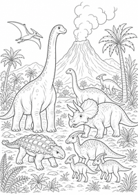 डायनासोर : Dinosaurier am Vulkan — कलरिंग पेज एक मुफ्त A4 कलरिंग पेज है, जिसमें स्पष्ट काली रूपरेखाएँ और रंग भरने के लिए साफ़ क्षेत्र हैं। पंजीकरण आवश्यक नहीं।