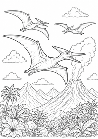 Dino Fliegende ist ein kostenloses A4-Ausmalbild mit klaren schwarzen Konturen zum Ausdrucken.