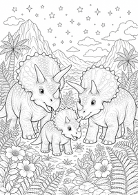 Dinosaurier im Farnental ist ein kostenloses A4-Ausmalbild mit klaren schwarzen Konturen zum Ausdrucken.