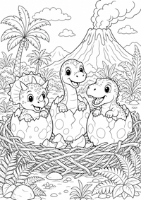 dinossauro Eier em ninho — página para colorir é uma página gratuita para colorir e imprimir em A4, com contornos pretos nítidos e áreas claras para colorir. Sem cadastro.