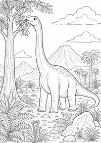 Brachiosaurus árvore — página para colorir é uma página gratuita para colorir e imprimir em A4, com contornos pretos nítidos e áreas claras para colorir. Sem cadastro.
