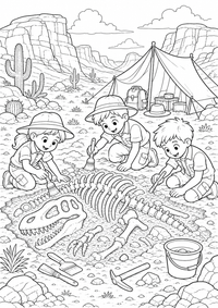 Dino fossil excavation — página para colorir é uma página gratuita para colorir e imprimir em A4, com contornos pretos nítidos e áreas claras para colorir. Sem cadastro.