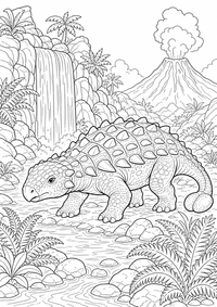 Ankylosaurus cachoeira — página para colorir é uma página gratuita para colorir e imprimir em A4, com contornos pretos nítidos e áreas claras para colorir. Sem cadastro.