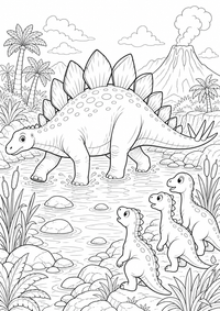 Stegosaurus Fluss — página para colorir é uma página gratuita para colorir e imprimir em A4, com contornos pretos nítidos e áreas claras para colorir. Sem cadastro.