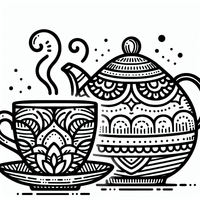Hora del té página para colorear es un dibujo de comida para colorear gratis, con contornos negros claros y detalles fáciles de imprimir para niños. Abre el archivo PNG, imprímelo en A4 y úsalo en casa, en el jardín de infancia o en la escuela.