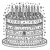 Tarta de cumpleaños para colorear es un dibujo de comida para colorear gratis, con contornos negros claros y detalles fáciles de imprimir para niños. Abre el archivo PNG, imprímelo en A4 y úsalo en casa, en el jardín de infancia o en la escuela.