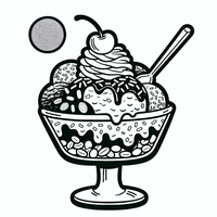 Delicioso copa de helado dibujo para colorear es un dibujo de comida para colorear gratis, con contornos negros claros y detalles fáciles de imprimir para niños. Abre el archivo PNG, imprímelo en A4 y úsalo en casa, en el jardín de infancia o en la escuela.