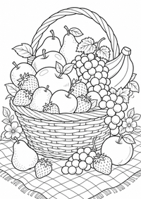 रंगीन Fruit टोकरी — कलरिंग पेज एक मुफ्त A4 कलरिंग पेज है, जिसमें स्पष्ट काली रूपरेखाएँ और रंग भरने के लिए साफ़ क्षेत्र हैं। पंजीकरण आवश्यक नहीं।