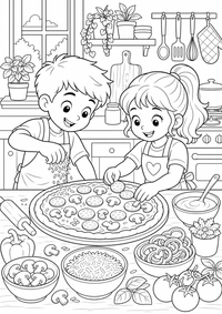 Pizza पार्टी Essen und Trinken — कलरिंग पेज एक मुफ्त A4 कलरिंग पेज है, जिसमें स्पष्ट काली रूपरेखाएँ और रंग भरने के लिए साफ़ क्षेत्र हैं। पंजीकरण आवश्यक नहीं।