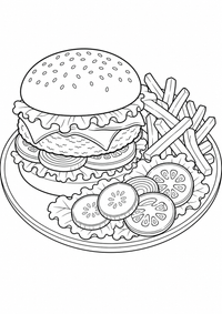 खाना और Drink : Hamburger — कलरिंग पेज एक मुफ्त A4 कलरिंग पेज है, जिसमें स्पष्ट काली रूपरेखाएँ और रंग भरने के लिए साफ़ क्षेत्र हैं। पंजीकरण आवश्यक नहीं।