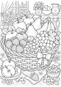 Cesta de frutas con bayas es un dibujo de comida para colorear gratis, con contornos negros claros y detalles fáciles de imprimir para niños. Abre el archivo PNG, imprímelo en A4 y úsalo en casa, en el jardín de infancia o en la escuela.