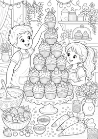Comida cupcake torre es un dibujo de comida para colorear gratis, con contornos negros claros y detalles fáciles de imprimir para niños. Abre el archivo PNG, imprímelo en A4 y úsalo en casa, en el jardín de infancia o en la escuela.