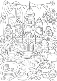 Comida tortitas castillo es un dibujo de comida para colorear gratis, con contornos negros claros y detalles fáciles de imprimir para niños. Abre el archivo PNG, imprímelo en A4 y úsalo en casa, en el jardín de infancia o en la escuela.