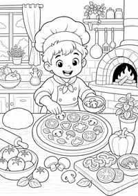 Pizza Koch के साथ Vegetables — कलरिंग पेज एक मुफ्त A4 कलरिंग पेज है, जिसमें स्पष्ट काली रूपरेखाएँ और रंग भरने के लिए साफ़ क्षेत्र हैं। पंजीकरण आवश्यक नहीं।