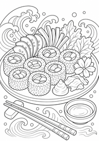 Sushi plate — कलरिंग पेज एक मुफ्त A4 कलरिंग पेज है, जिसमें स्पष्ट काली रूपरेखाएँ और रंग भरने के लिए साफ़ क्षेत्र हैं। पंजीकरण आवश्यक नहीं।