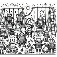 Robot sobre parque infantil es un dibujo de fantasía para colorear gratis, con contornos negros claros y detalles fáciles de imprimir para niños. Abre el archivo PNG, imprímelo en A4 y úsalo en casa, en el jardín de infancia o en la escuela.