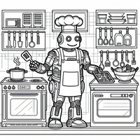Cocinando robot es un dibujo de fantasía para colorear gratis, con contornos negros claros y detalles fáciles de imprimir para niños. Abre el archivo PNG, imprímelo en A4 y úsalo en casa, en el jardín de infancia o en la escuela.