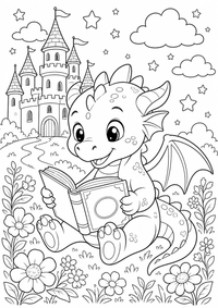 Drachen Freund Ausmalbild ist ein kostenloses Fantasie Ausmalbild mit klaren schwarzen Konturen zum Ausdrucken auf A4.