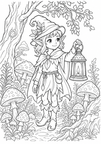 Fantasie Elfe ist ein kostenloses A4-Ausmalbild mit klaren schwarzen Konturen zum Ausdrucken.