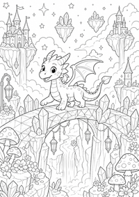 Fantasía dragón sobre puente de cristal es un dibujo de fantasía para colorear gratis, con contornos negros claros y detalles fáciles de imprimir para niños. Abre el archivo PNG, imprímelo en A4 y úsalo en casa, en el jardín de infancia o en la escuela.