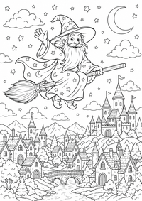 Wizard broom — कलरिंग पेज एक मुफ्त A4 कलरिंग पेज है, जिसमें स्पष्ट काली रूपरेखाएँ और रंग भरने के लिए साफ़ क्षेत्र हैं। पंजीकरण आवश्यक नहीं।