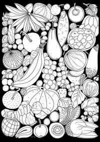 Variedad fruta es un dibujo de comida para colorear gratis, con contornos negros claros y detalles fáciles de imprimir para niños. Abre el archivo PNG, imprímelo en A4 y úsalo en casa, en el jardín de infancia o en la escuela.