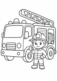 Französisches Feuerwehrauto ist ein einfaches, kinderfreundliches kostenloses A4-Ausmalbild mit dicken schwarzen Konturen auf weißem Hintergrund zum Ausdrucken.