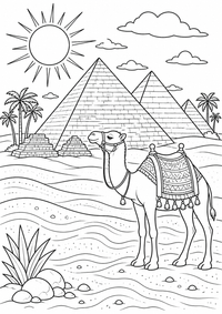 Pyramiden von Gizeh ist ein kostenloses A4-Ausmalbild mit klaren schwarzen Konturen auf weißem Hintergrund zum Ausdrucken.