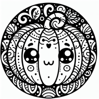 Dulce mandala calabazas es un dibujo de Halloween para colorear gratis, con contornos negros claros y detalles fáciles de imprimir para niños. Abre el archivo PNG, imprímelo en A4 y úsalo en casa, en el jardín de infancia o en la escuela.