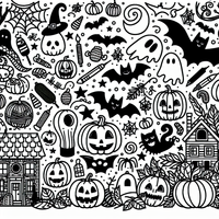 Espeluznante Halloween página para colorear es un dibujo de Halloween para colorear gratis, con contornos negros claros y detalles fáciles de imprimir para niños. Abre el archivo PNG, imprímelo en A4 y úsalo en casa, en el jardín de infancia o en la escuela.