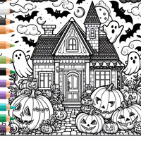 Espeluznante Halloween casa es un dibujo de Halloween para colorear gratis, con contornos negros claros y detalles fáciles de imprimir para niños. Abre el archivo PNG, imprímelo en A4 y úsalo en casa, en el jardín de infancia o en la escuela.