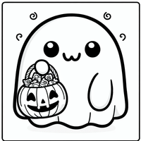 Dulce Halloween fantasma con cesta de calabazas es un dibujo de Halloween para colorear gratis, con contornos negros claros y detalles fáciles de imprimir para niños. Abre el archivo PNG, imprímelo en A4 y úsalo en casa, en el jardín de infancia o en la escuela.